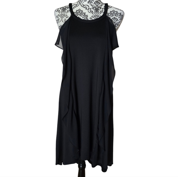 H Halston black spaghetti strap dress size medium - Picture 1 of 15